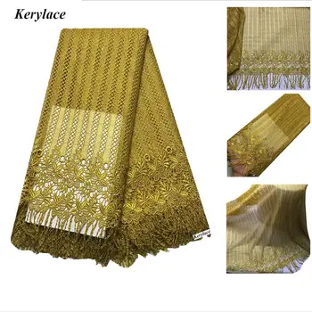 

High Quality Nigerian Cord Lace Fabric African Guipure Embroidered Mesh Design Wedding Dress KRL-57573