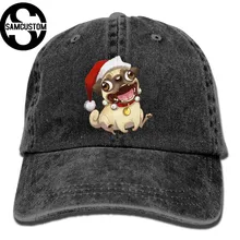SAMCUSTOM Рождественская Кепка мопс 3D креативная индивидуальность Промытые джинсовые шапки осень лето для мужчин и женщин Гольф Sunblock хоккейные кепки