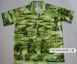 Рубашка пляжный костюм для пар повседневная одежда качественная мерсеризованная Хлопковая мужская и женская рубашка гавайская рубашка 2XL 3XL