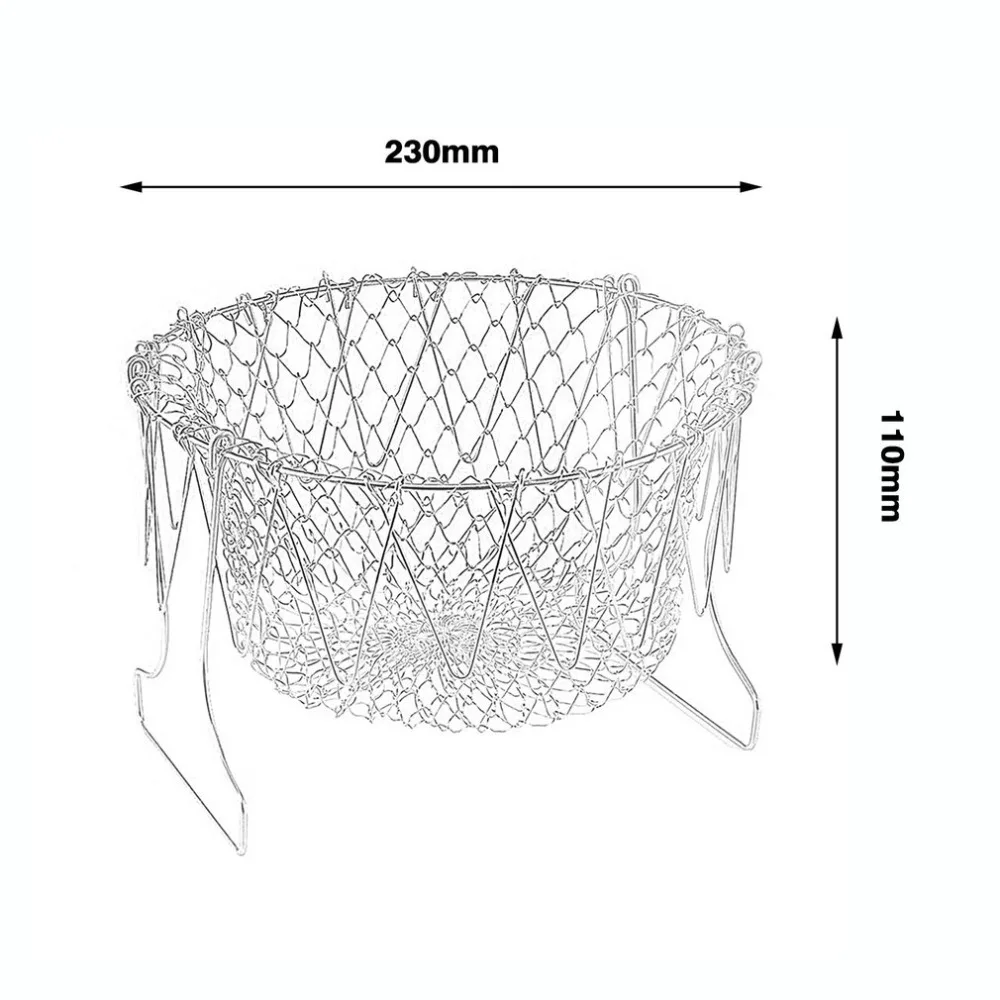 Складная промывка паром деформация Фрая картофеля шеф-повара масло жарить Корзина Сетчатый Фильтр Кухня инструмент для приготовления пищи
