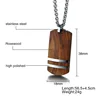 Vnox Top Rosewood Men Necklace Unique Qualified Wooden Pendants & Necklaces Stainless Steel Jewelry Adjustable Chain 22-24