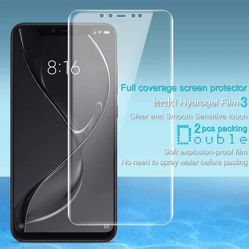 Imak 2 шт. Антибликовая Гидрогелевая пленка 3th Gen для Xiao mi 8 прозрачная версия 3D