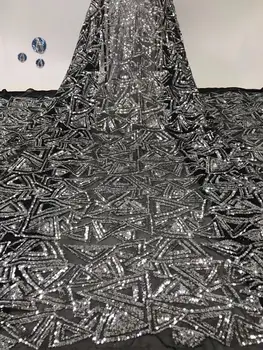 

African lace fabric 2019 French mesh lace new sequined lace fabric quality tulle lace fabric, high-end royal party dress