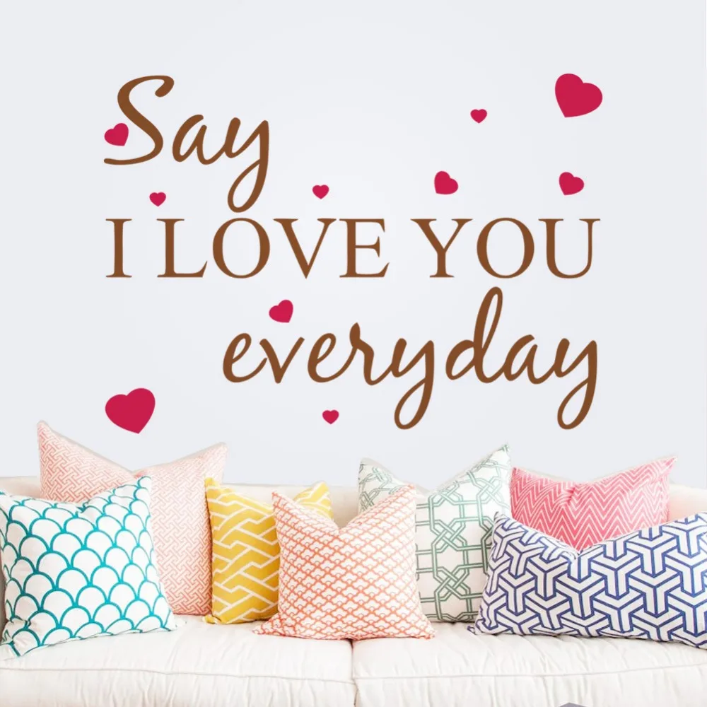 New Say I Love You Everyday English Quotes Wall Stickers Kids Room Bedroom Living Room