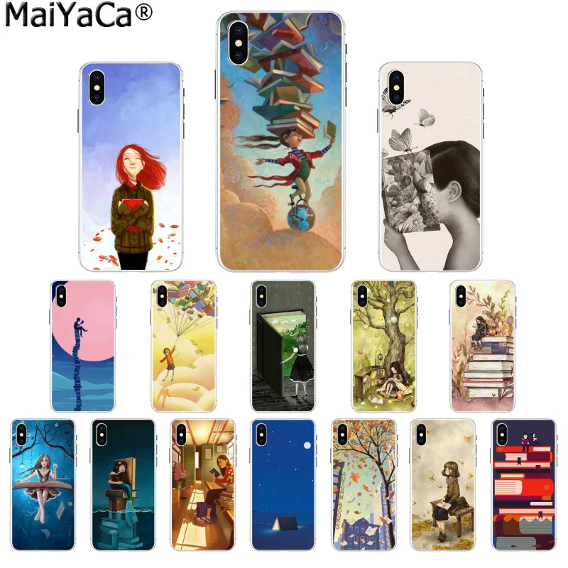 

MaiYaCa Reading books Luxury Unique Design Phone Cover for iPhone 6S 6plus 7 7plus 8 8Plus X Xs MAX 5 5S XR