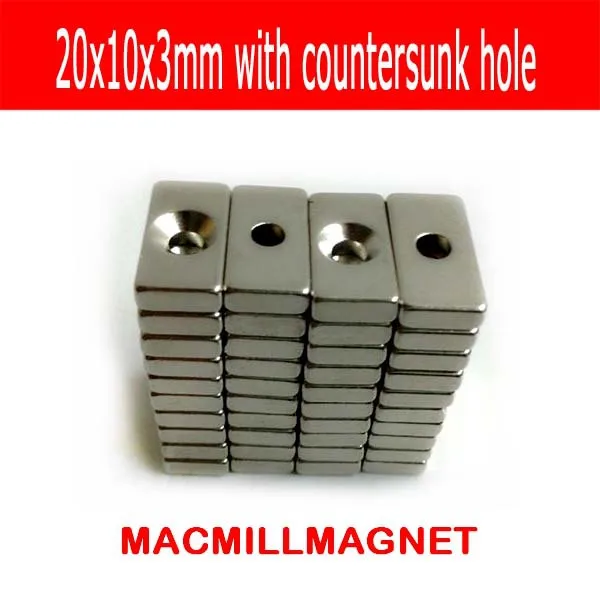 

30pcs Block 20x10x3mm with Hole 4mm N50 Strong Ring Magnet D Countersunk Rare Earth Neodymium Magnets Permanent magnet