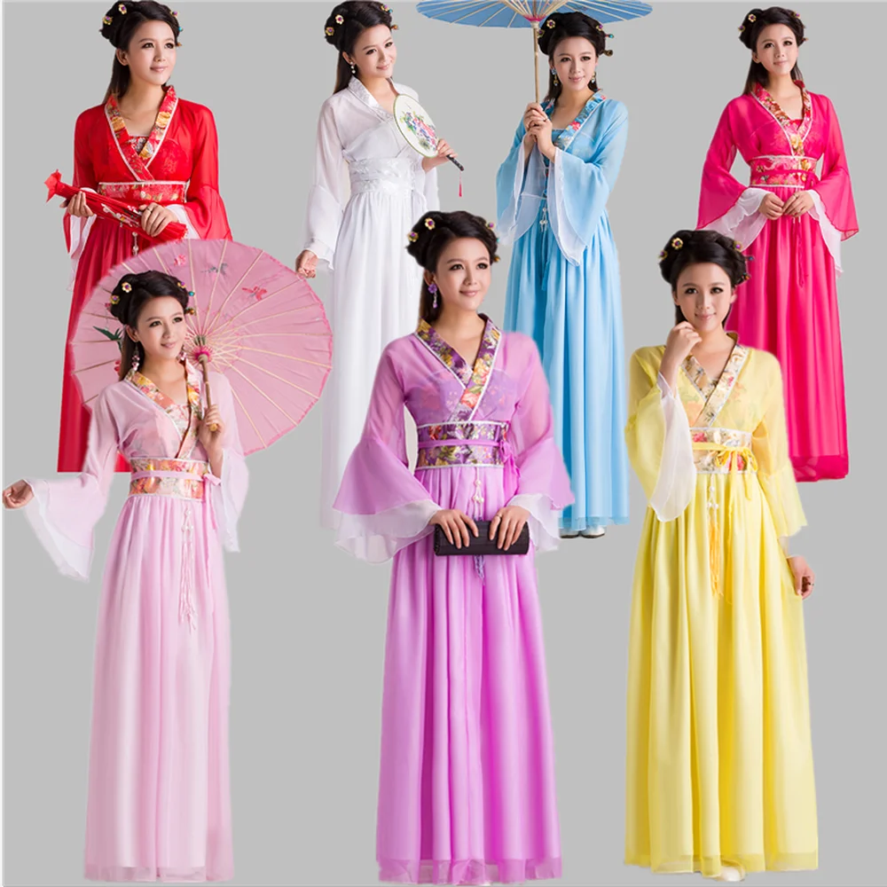 Новая традиционная Женская одежда Китайский волшебный древний костюм детский Китайский народное платье династии Тан Белый Hanfu Chines Manto