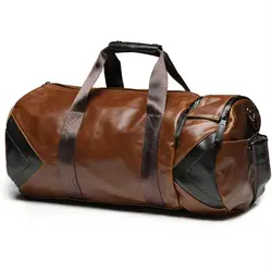Прохладный Винтаж коричневый ведро для мужчин дорожные сумки большой искусственная кожа Crazy Horse сумки Сумка Бизнес Чемодан вещевой мешок