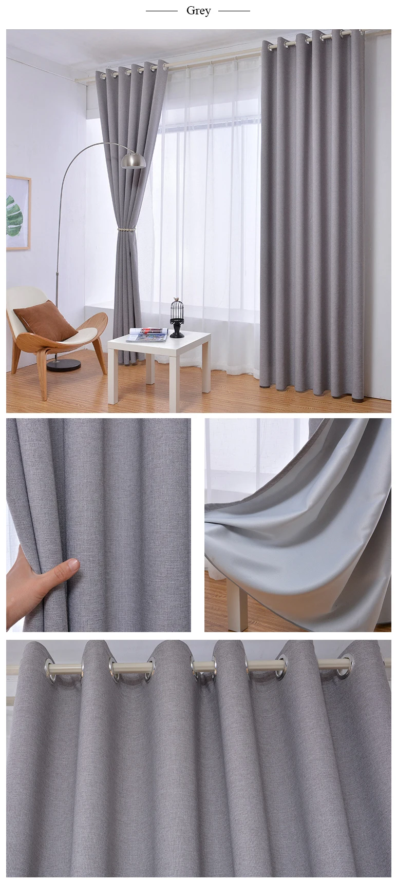 NORNE New Fabric Solid Color Faux Linen Blackout Curtains for Living Room Modern Bedroom Window Curtains Kitchen Curtains Blinds