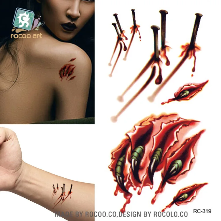 3d halloween wound claw blood scar fake tattoo designs temporary tattoo sticker body art water transfer - Halloween Fake Wounds 3d halloween wound claw blood scar fake tattoo designs temporary tattoo sticker body art water transfer - Halloween Fake Wounds
