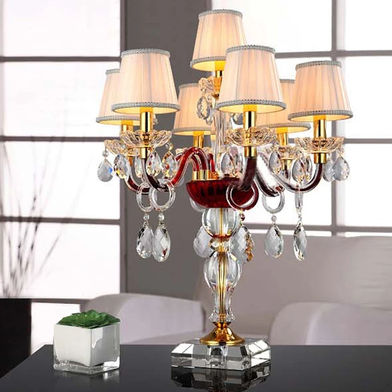 Ткань Абажуры для настольные лампы для гостиной роскошный свет таблицы винтажные хрустальный стол, настольная лампа огни ночники лампа на стол в спальню настольные лампы для гостинной настольная лампа абажур