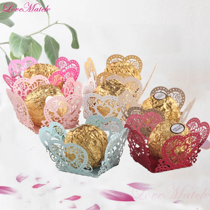 

50pcs/lot Heart Flower Vine Laser Cut Candy Bar Box Wedding Favor Chocolate Bar Baby Shower Party Candy Box Wedding Party Gifts