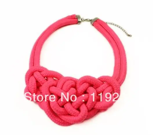 KN53 Fashion 2013 Hot Items Chunky Statement Handmade Knitted Rope Choker Collar Necklace Women Short Candy Neon Color Jewelry | Украшения