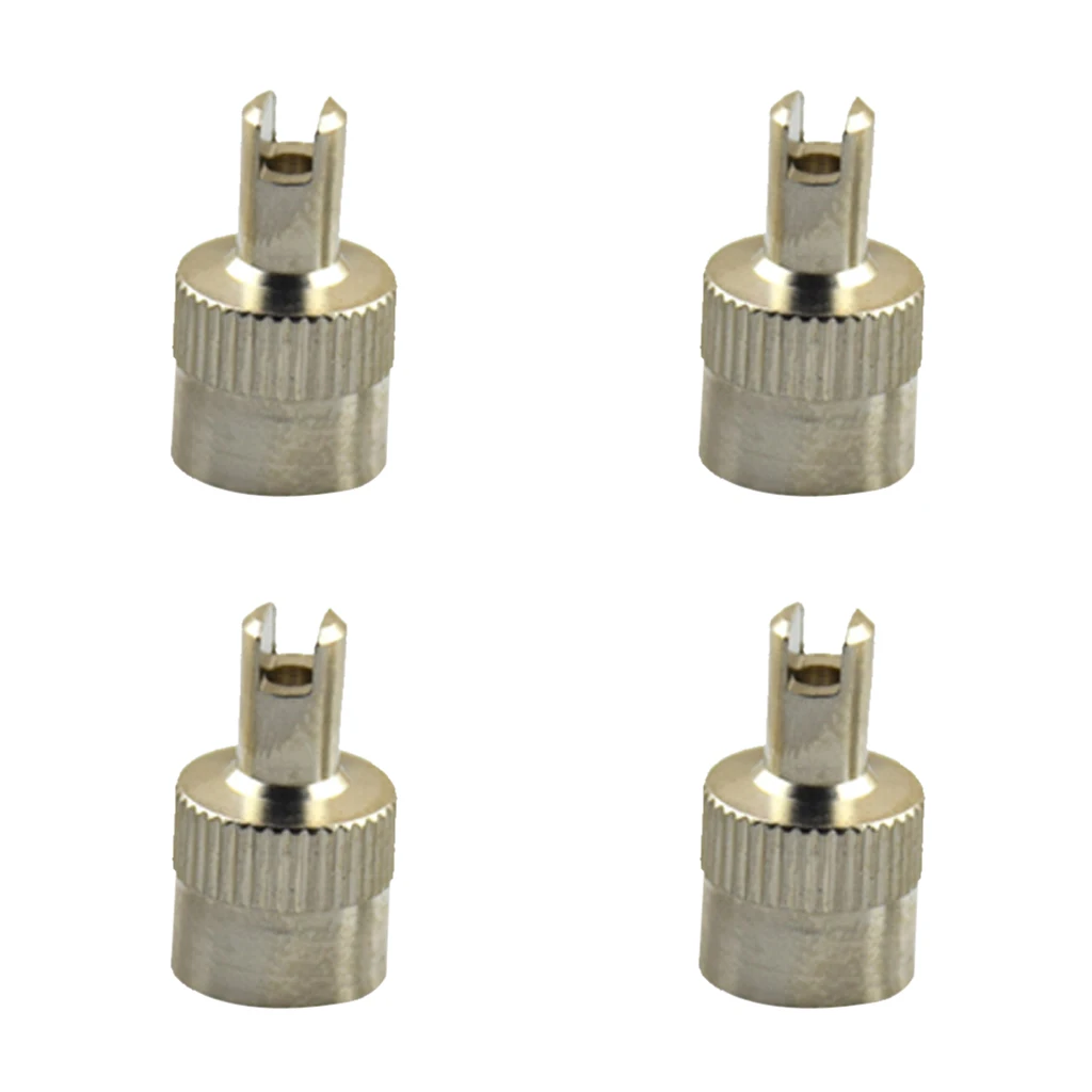 

4 Pieces Metal Slotted Head Valve Stem Caps With Core Remover Tool Motorcyle Car