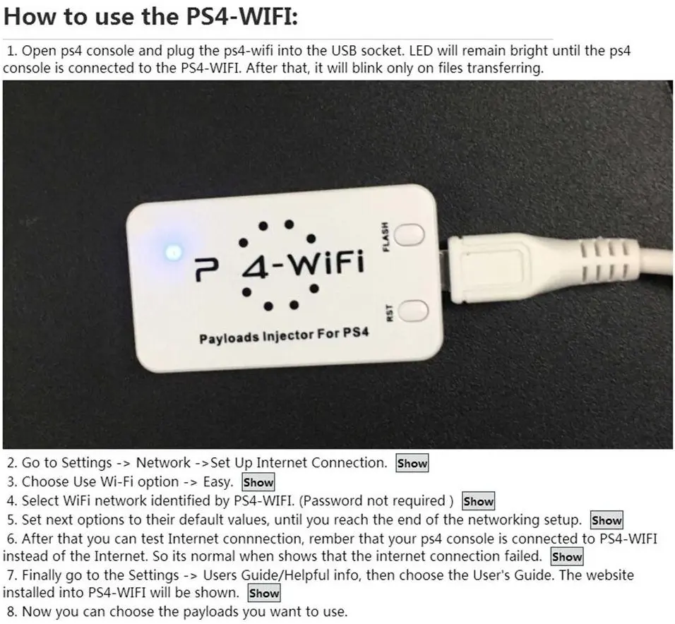 Инжектор для PS4 WiFi модуль ESP8266 серия Hen 1 6 беспроводной декодирования прошивка 4 55/5