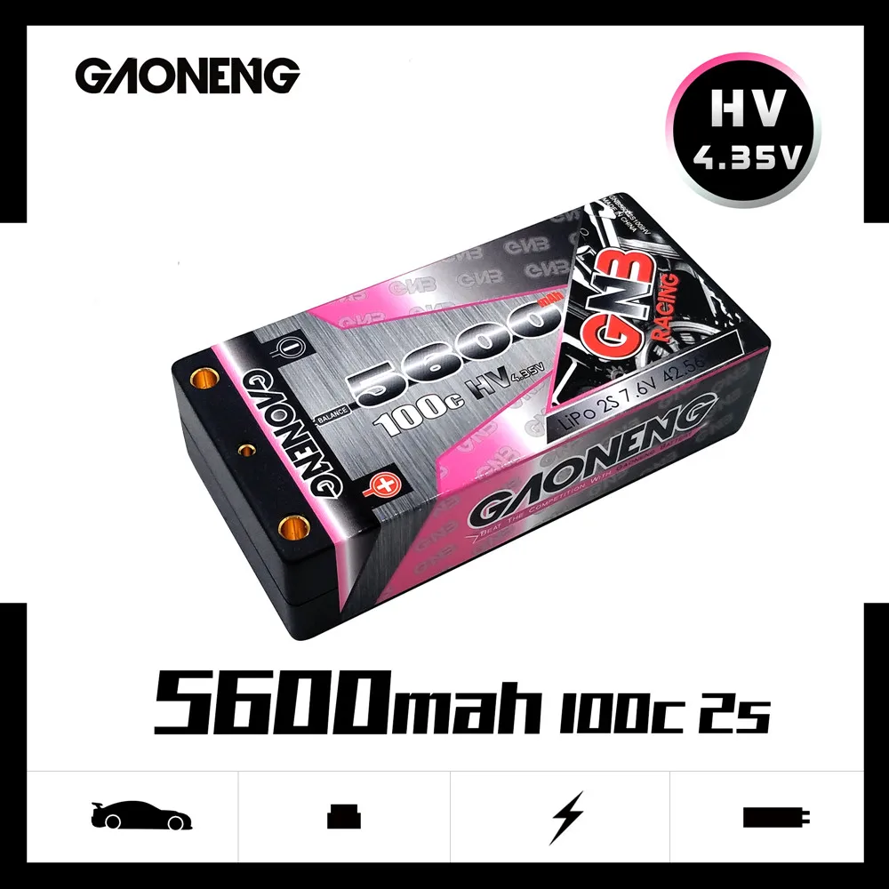 Gaoneng GNB 5600mAh 7,6 V 100C/200C 2S Hardcase shirty LiHV LiPo аккумулятор для 1/10 RC автомобилей B5M 22 RB6 22T SCT Запчасти для гоночных автомобилей