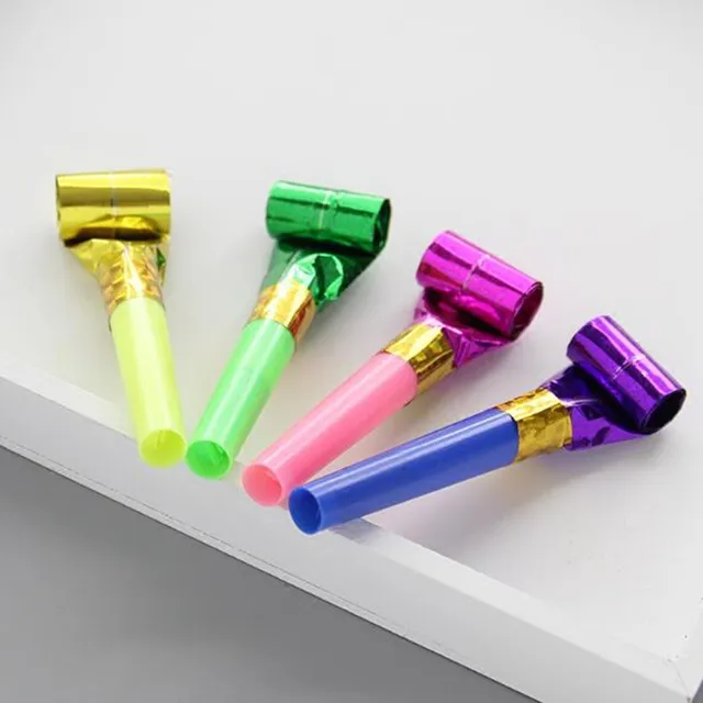 50pcs! MultiColor noise maker little blowout can shorter or long