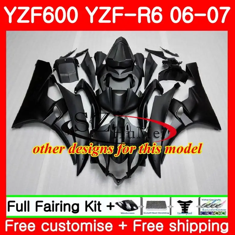 Корпус для YAMAHA YZF600 YZF-R6 06 07 YZF 600 R 6 желтый черный кузова 69SH5 YZFR6 06 07 YZF-R600 YZF R6 2006 2007 обтекатели комплект