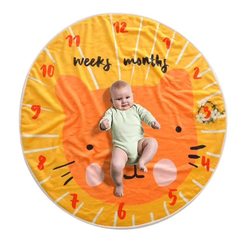

Baby Blanket Photography Cute Cat Cartoon Soft Flannel Newborn Sleep Multi Functional Mat Monthly Round Kids Children Photo Back