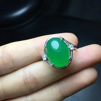 

C49#925 silver inlaid natural chalcedony live ring, clean and bright