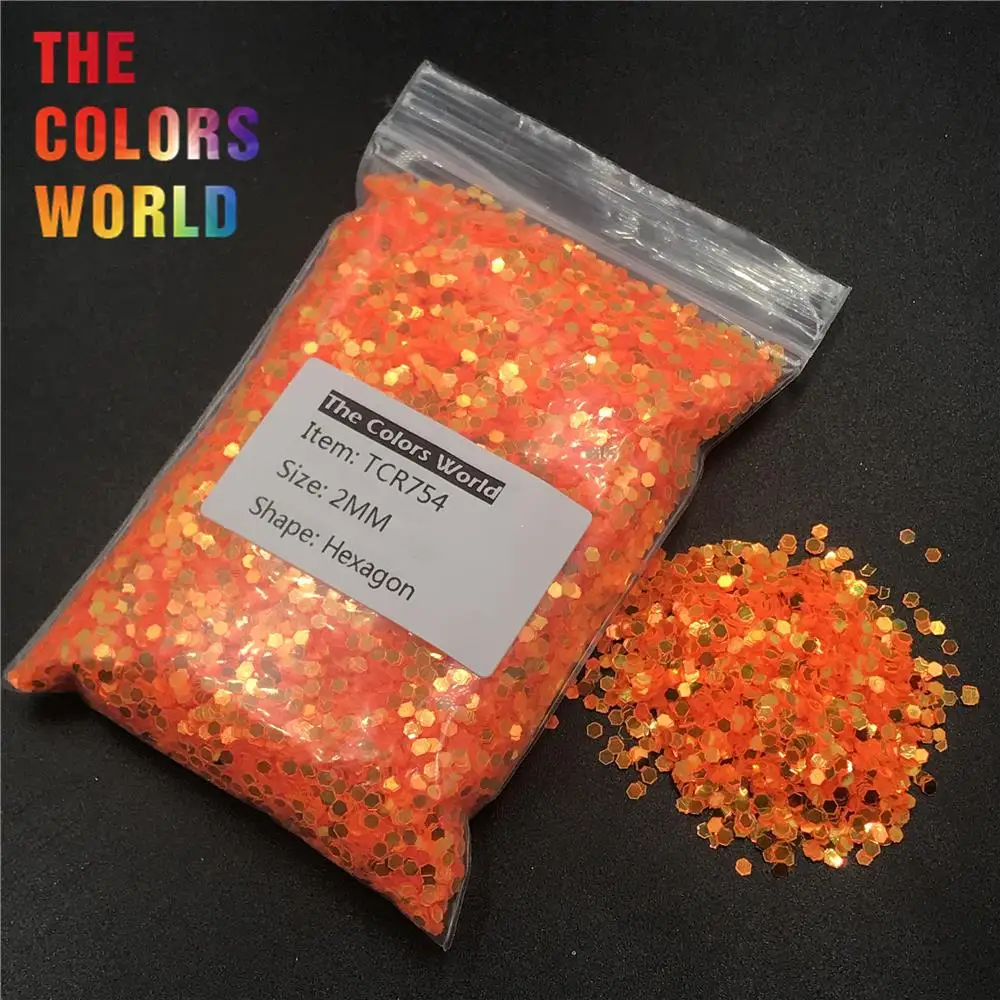 

TCR754 Thick Iridescent Rainbow Orange Hexagon Nail Glitter Nail Art Decoration Face Glitter Makeup BodyPaint Henna Handwork DIY