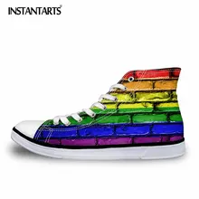INSTANTARTS/Лидер продаж; весенние высокие мужские туфли из вулканизированной кожи; красочная краска; парусиновая обувь на плоской подошве с принтом для мальчиков; Мужская обувь для студентов