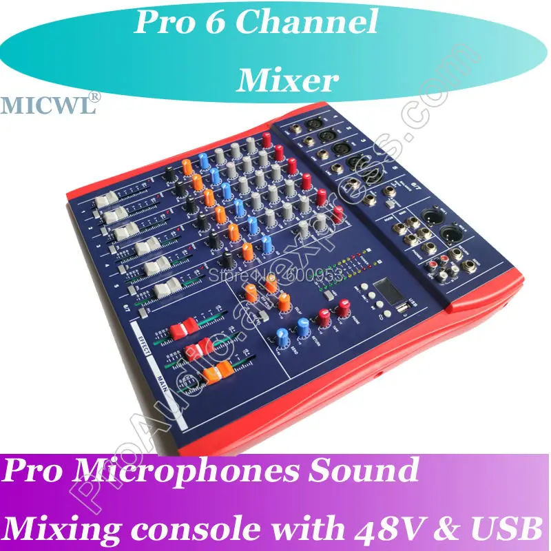 

MICWL 6 Channel Live Studio Microphone Mixing Console Mixer