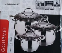 casseroles cookware set HIGH QUALITY 3 casseroles pots and pans COOKING POT stainless steel cookware set