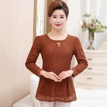 

2020 Fashion Spring Long Sleeve Women Shirts Lace Blouse Shirt Slim Elegant XL-5XL Plus Size Sexy Hollow Lace Shirt Women Tops