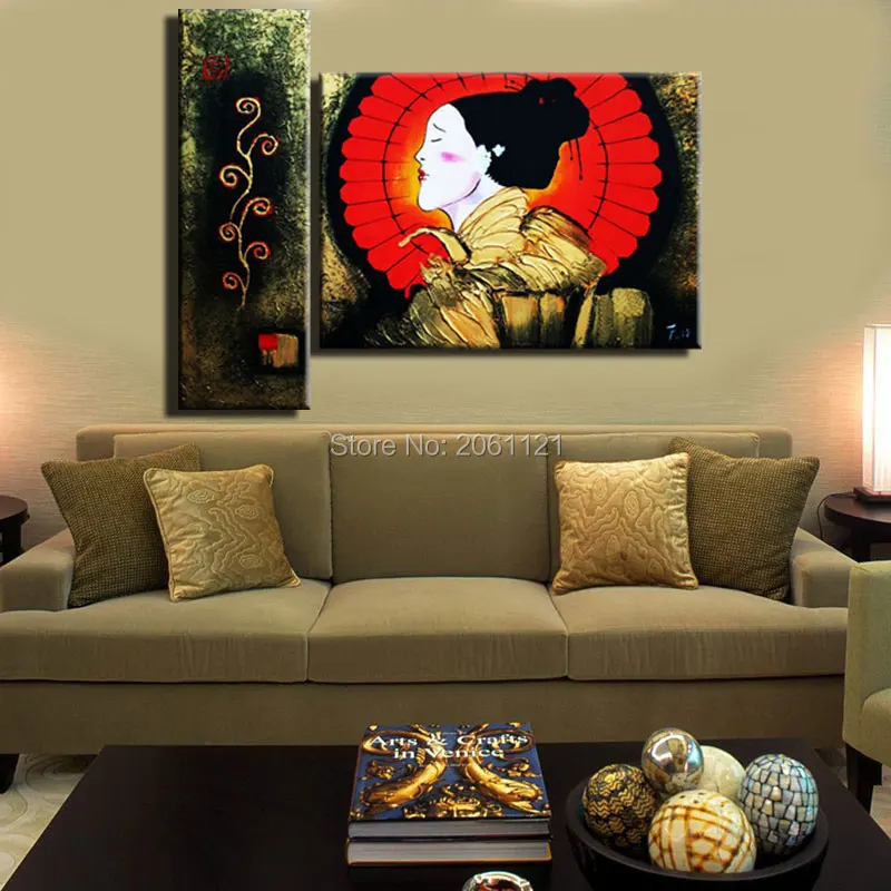

Traditional japanese figure painting hand painted artwork japan wall decoration canvas oil painting for hotel Restaurant room
