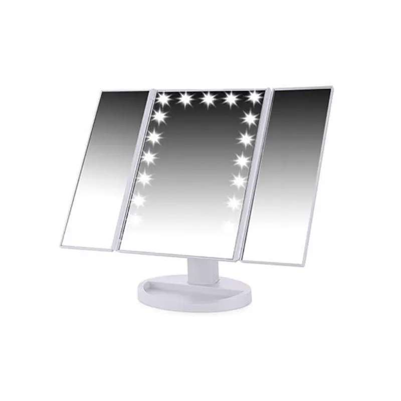 

22 LED Touch Screen Makeup Mirror 1X 2X 3X Magnifying Mirrors Tri-Folded Desktop Mirror Lights Beauty Tool