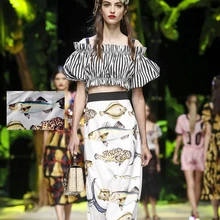 Новая мода горячая Распродажа Цифровая живопись эмуляция рыбы шелковая атласная ткань для платья tissu au метр Яркая Ткань DIY