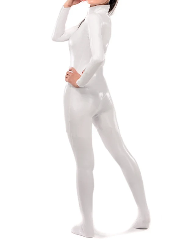 White Shiny Metallic Catsuit