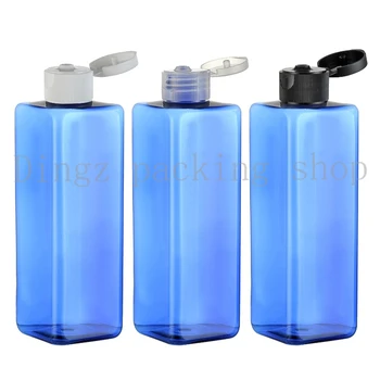 

250ml X 20 empty square blue color lotion plastic bottles with caps, 250g shampoo liquid soap bottle containers with flip lid
