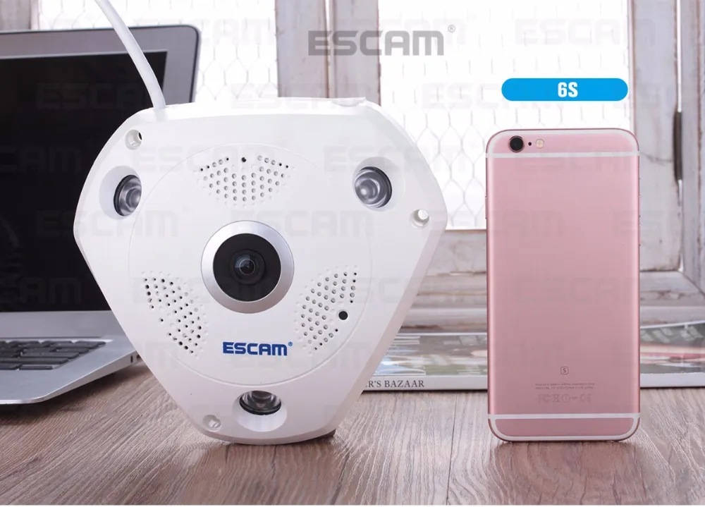 ESCAM рыбий глаз камера поддержка VR Box QP180 Shark 960P IP WiFi камера 1.3MP 360 градусов панорамная инфракрасная камера ночного видения