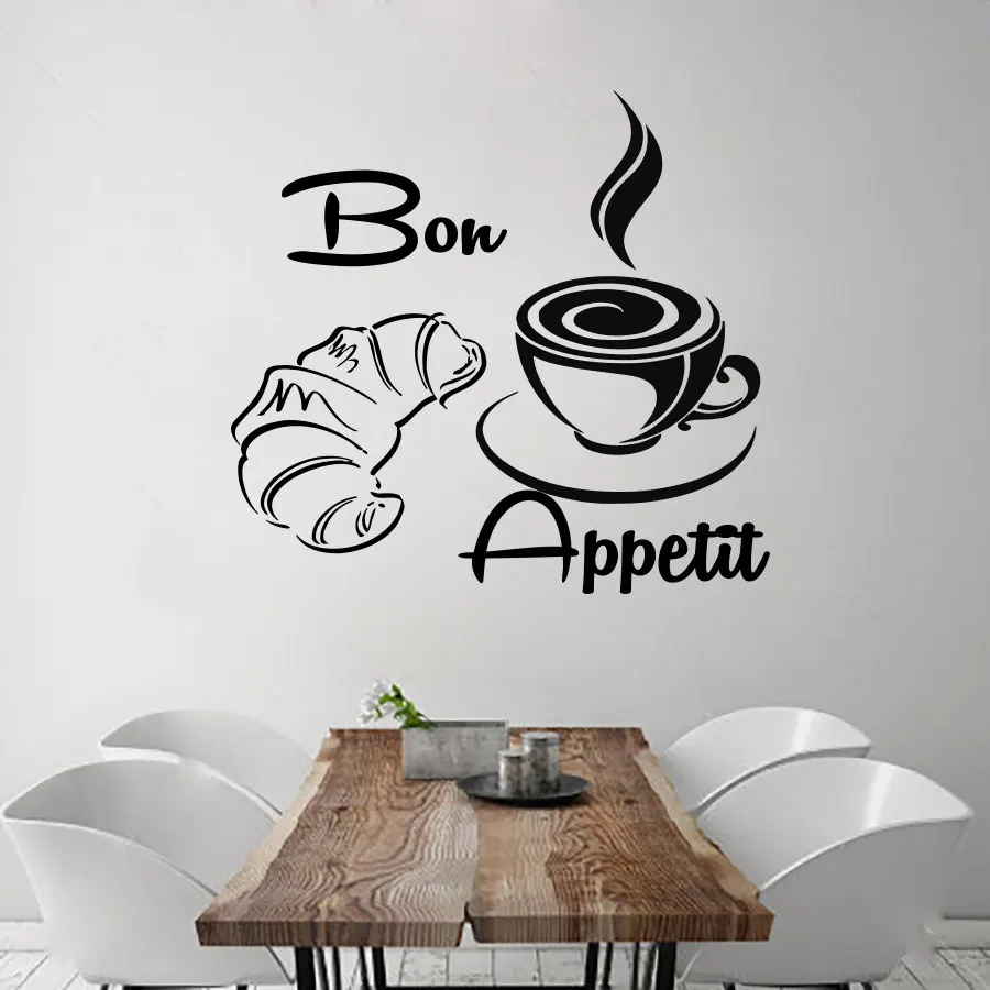 Nueva Llegada del Café Croissant Francés Bon Appetit Vinilo Removible