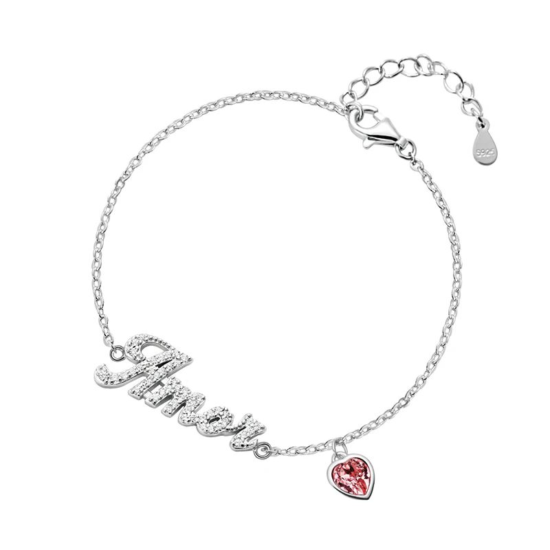 

LEKANI 2019 New Charming Bracelets With Love Heart Crystals from Swarovski Amour Letter 925 Sterling Silver Bracelets for Women