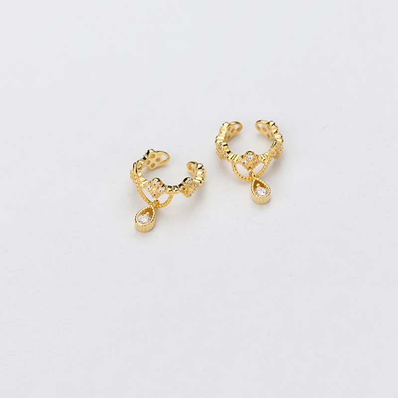 Серьги клипсы Peri'sBox 925 Серебряные стразы для женщин минималистичные серьги