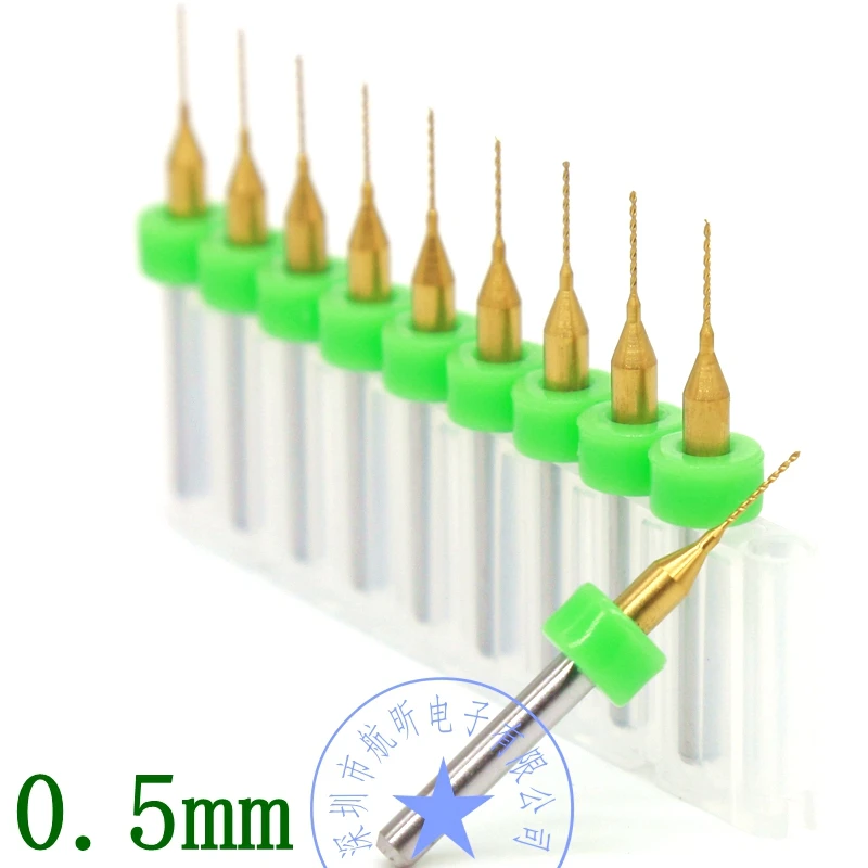 1 10PCS Titanium Coating PCB Drill Kit 0.5mm CNC Router Tool Drill Hand Drill Mini Engraving Tool Metal Drilling Bit, Step Drill