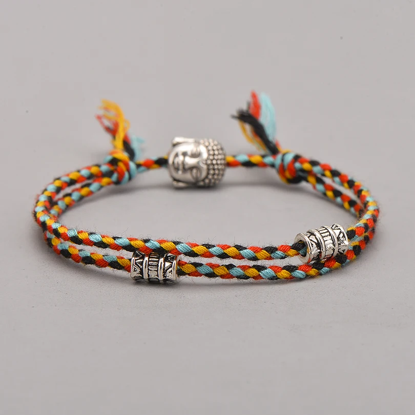 

Ethnic Tibetan Buddha Head Woven Amulet Multicolor Bracelets & Bangles For Women Men Handmade Rope Buddha Charm Bracelet Gift