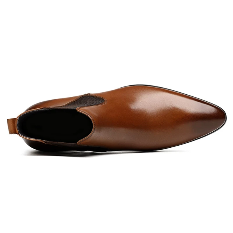 Chelsea Italien Homme Chaussures Design VéritableCowboy marron Noir Martin Bottines Cuir Mariage New Classic Js248 De Bout Pointu 54ALq3Rj