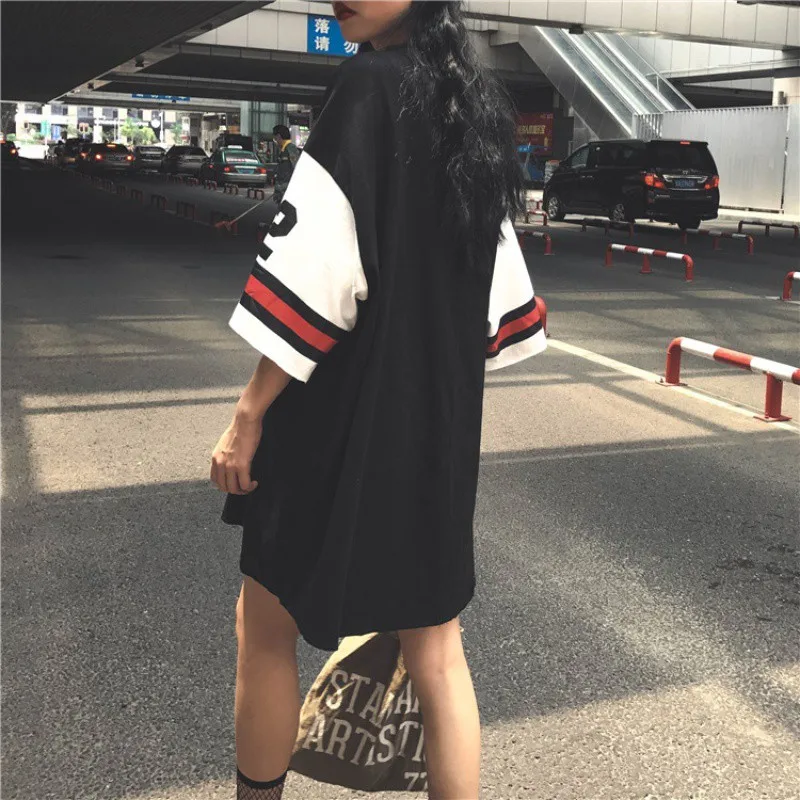 Harajuku Long T-Shirt Loose Letter Printed Women Tshirt Loose Female Tee Tops Large Size Summer T-Shirts