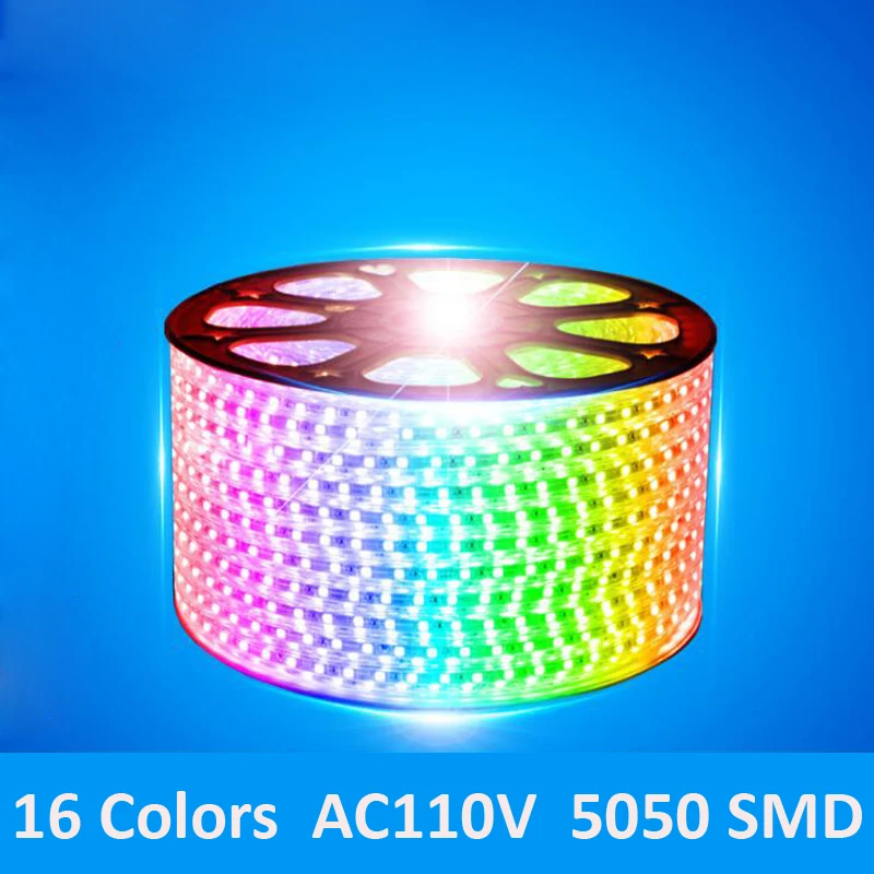

Fanlive 100m AC220V 110V LED Strip 5050 60leds/m IP67 Waterproof RGB 16 Colors Rope Lighting For Outdoor RF Remote Controller