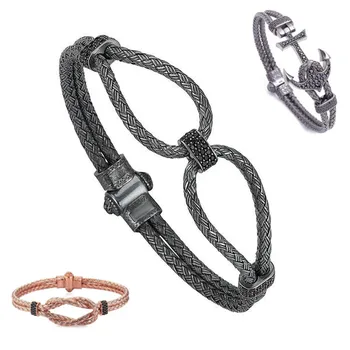 

Fashion ATOLYESTONE GUNMETAL Anchor Bangle INFINITY Bangle in rose gold Wire For Men Costume Jewelry S3-0201