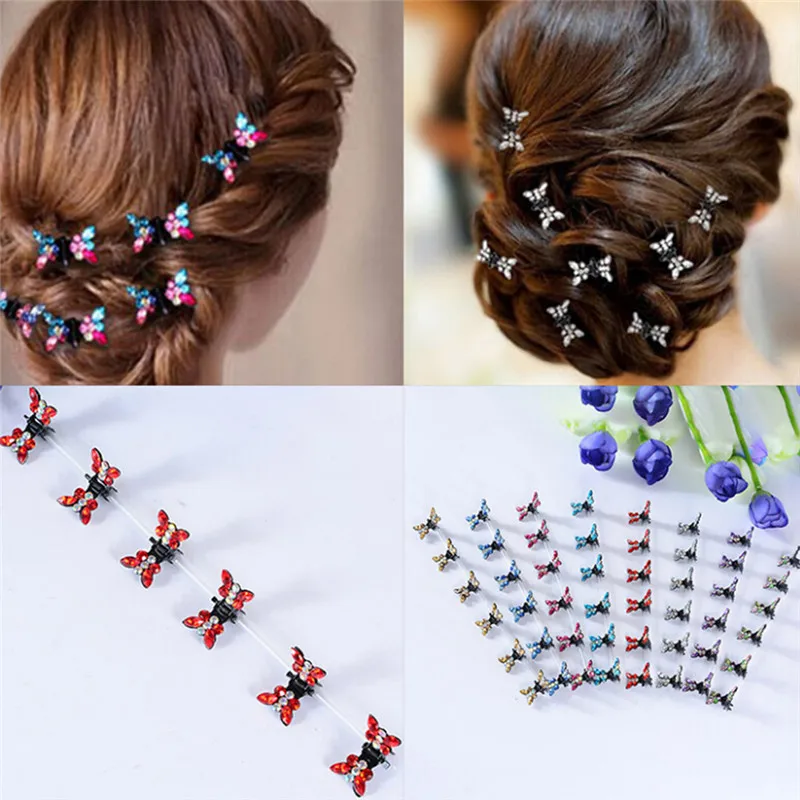 Newest 12PCS Shiny Butterfly Rhinestone Hair Claws Cute Hairpins Accessories |