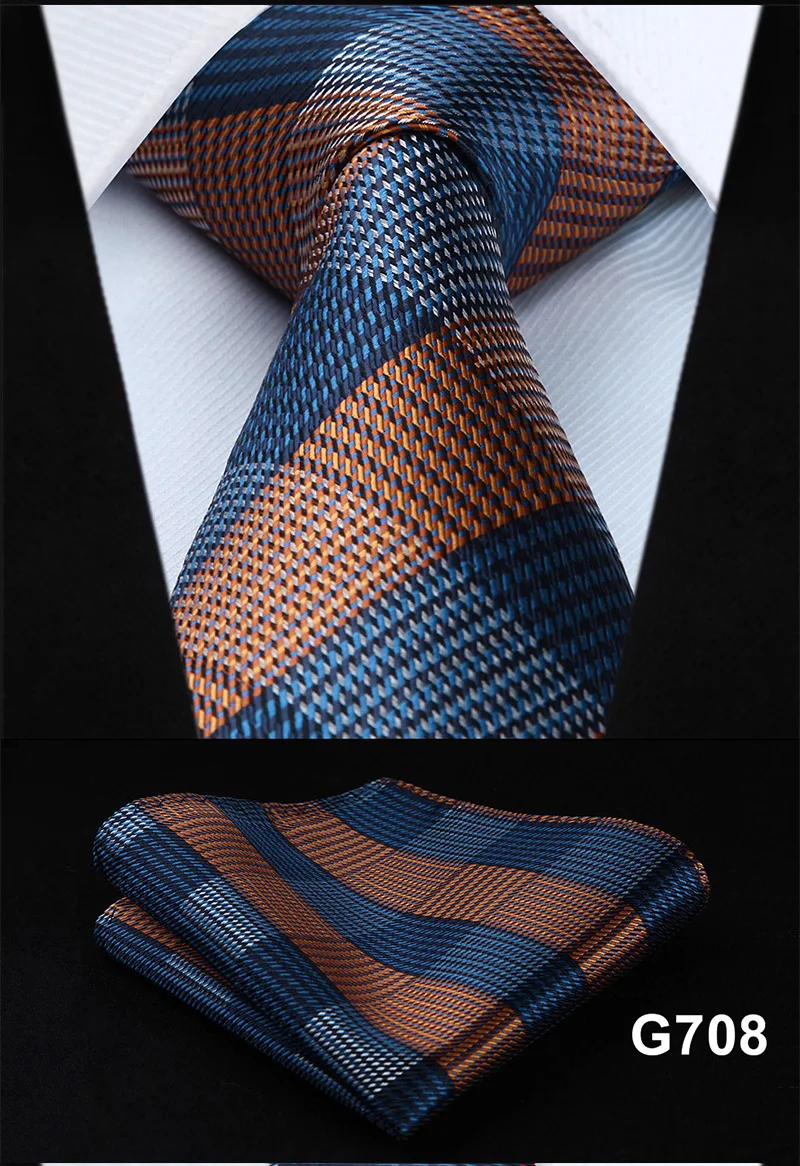 Горошек Проверьте плед цветочный 3,4 "шелк жаккард вечерние свадебные тканые Для мужчин галстук модных дизайнеров галстук платок комплект