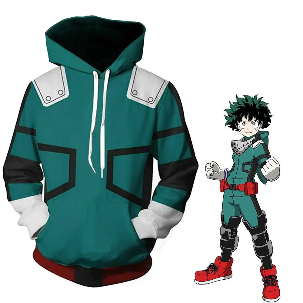 Костюмы для косплея «My Hero Academy Boku Izuku Midoriya»; куртка с капюшоном в стиле аниме; толстовка унисекс