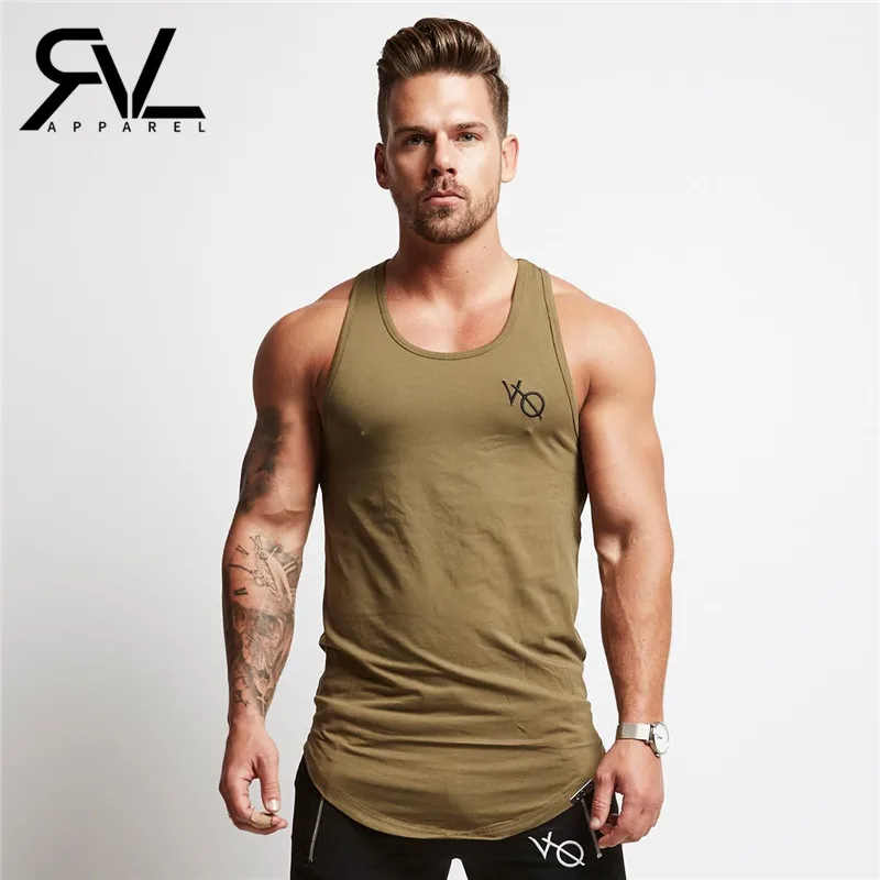 REVIVAL FITNESS Mens Tank Tops Summer Print VQ Cotton Male