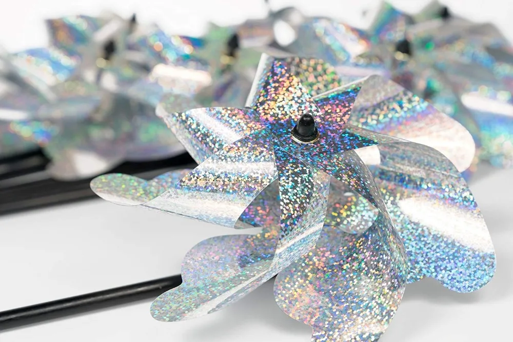Bird Scarer PinWheels -Sparkly Holographic Pin Wheel Spinners Scare Off Birds and Pests (Set of 16) Bird Scarer PinWheels -Sparkly Holographic Pin Wheel Spinners Scare Off Birds and Pests (Set of 16)