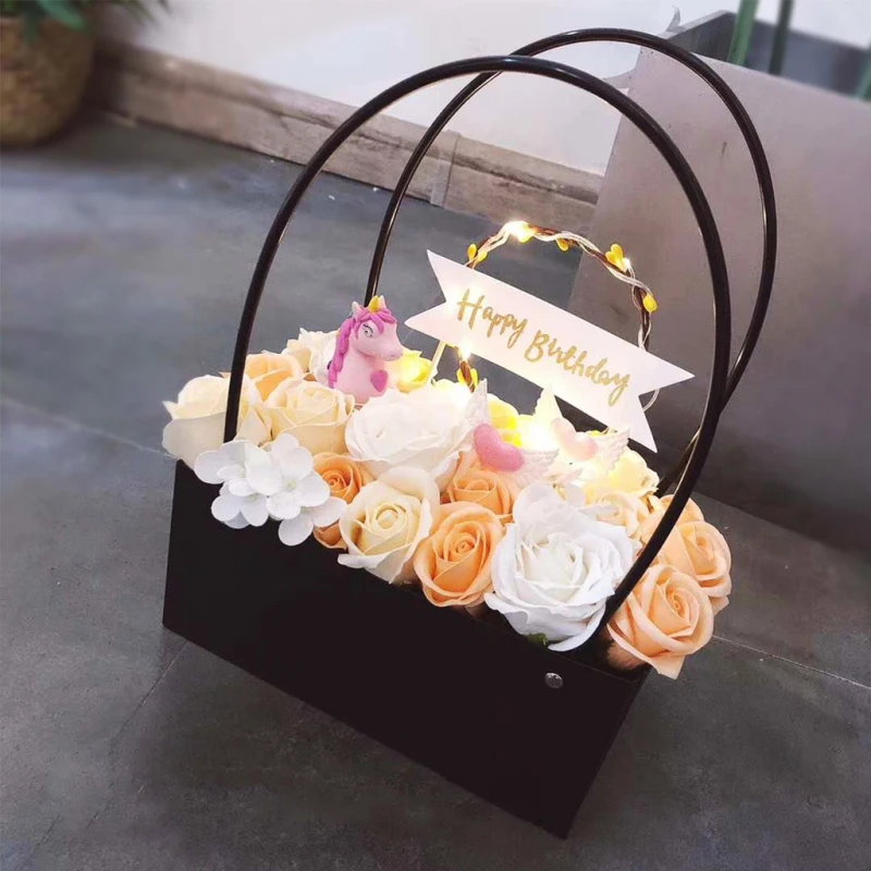 

PVC Bouquet Flower gift Boxes Round Living Vases Florist Box Flower Plant Boxes Gift